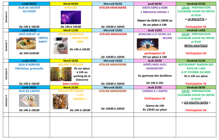 Planning Février 2025